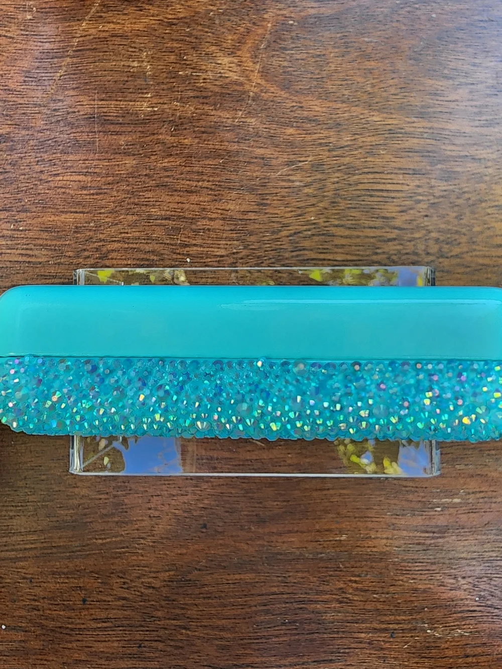 Custom Bling Tiffany Blue Eyeglass Case Rhinestone Crystal Hard Clamshell